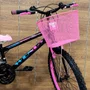 Bicicleta Wendy Aro 24 18M Feminina Com Cesta Preto com Rosa e Azul