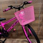 Bicicleta Wendy Aro 24 18M Feminina Com Cesta Rosa Chiclete com Rosa