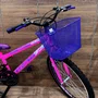 Bicicleta Wendy Aro 24 18M Feminina Com Cesta Rosa Chiclete com Violeta